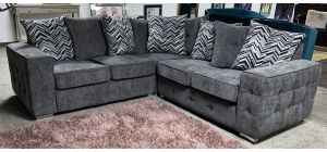 Venice Grey 2C2 Fabric Corner Sofa With Scatter Back And Chrome Legs Ex-Display Showroom Model 50374