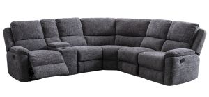 Danielle 2c2 Manual Recliner Corner With Drinks Console And Wireless Charger Upholstered In A Tactile Ash Hopsack Fabric - Anteploe Also Available