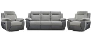 Avanti Two-Tone Smoke-Grey 3 + 1 + 1 Manual Recliners In Micro-Fibre Fabric - Other Colours Available Brown-Smoke And Grey-Charcoal With USB 50387