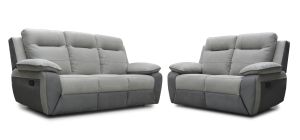Avanti Two-Tone Smoke-Grey 3 + 2 Electric Recliners In Micro-Fibre Fabric - Other Colours Available Brown-Smoke And Grey-Charcoal With USB 50388