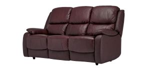 Palermo Burgundy Leather Static 3 Seater With 2 Manual Armchair Recliners Also Available In Black And Grey