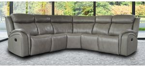 Marco 2C2 Leather Manual Recliner Corner Sofa Available In Light Grey - Smoke And Pewter