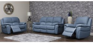 Serena 3 + 2 + 1 Leather Manual Recliners Sky Blue Also Available In Pearl Grey And Black 50398