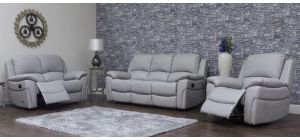 Serena 3 + 2 + 1 Leather Manual Recliners Pearl Grey Also Available In Sky Blue And Black 50399