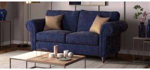 Darling 3 + 2 Navy Scroll Arm Fabric Sofa Set With Wooden Legs Other Combinations And Fabrics Available