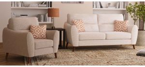 Meller 3 + 2 Beige Fabric Sofa Set With Wooden Legs Other Combinations And Fabrics Available