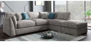 Nix RHF Grey Fabric Corner Sofa With Chrome Legs Other Combinations And Fabrics Available