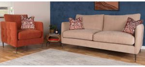 Worren 3 + 2 Beige Fabric Sofa Set With Chrome Legs Other Combinations Fabrics And Leather Finish Also Available