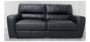 Lucca Black Large Leather Sofa Sisi Italia Semi-Aniline With Wooden Legs High Street Furniture Store Cancellation 50467