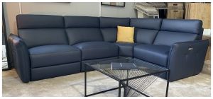 Nestor Navy Blue Newtrend Rhf Electric Semi Aniline Leather Corner Sofa