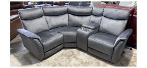 Albion Lhf Grey Luxe Fabric Electric Corner Sofa With Chrome Drink Holders - Modular Sections Other Variations Available