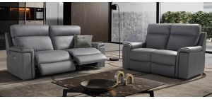 Refrain Steel Grey Newtrend 3 Seater Electric With 2 Static Sofa Set - Electric Adjustable Headrests