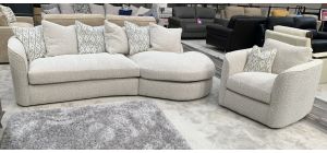 Victoria Albie Natural Fabric Chaise Corner Sofa With Scatter Back And Matching Armchair - Other Colours And Seating Available