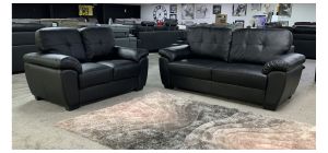 Bristol Black Bonded Leather 3 + 2 Sofa Set Ex-Display Showroom Model 50630
