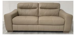 Venezia Cream Large Leather Sofa Sisi Italia Semi-Aniline With Wooden Legs - Few Scuffs (see images) Ex-Display Showroom Model 50656