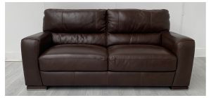 Lucca Brown Large Leather Sofa Sisi Italia Semi-Aniline With Wooden Legs High Street Furniture Store Cancellation 50658