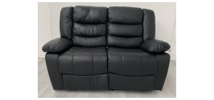 Roma Black Bonded Leather Regular Sofa Manual Recliner Ex-Display Showroom Model 50661