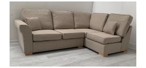 Hugo Beige RHF Fabric Corner Sofa With Wooden Legs Ex-Display Showroom Model 50663