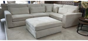 Anika Rhf Ivory Soft Touch Chenille Fabric Corner Sofa With Footstool Also Available In Grey And Mocha