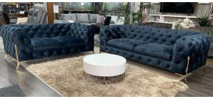 Chelsom 32 Ink Blue Fabric Sofa Set With Metal Legs Also Available In Grey - Armchair Available £899 (width 126cm)