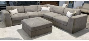 Napoli 2c2 Brown Fabric Corner Sofa With Chrome Legs Plus Footstool Other Colours And Combinations Available