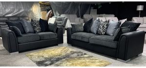Maisy 3 + 2 Black Scatter Back Fabric Sofa Set