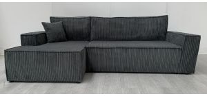 Totti LHF Grey Jumbo Cord Fabric Corner Sofa Bed With Storage Compartment