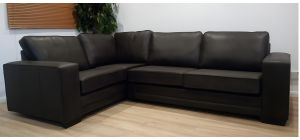 Luisa LHF Square Arm Corner Sofa In Black Bonded Leather
