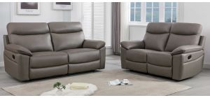 Lago 3 + 2 Grey Corrected Grain Leather Manual Recliners Sofa Set