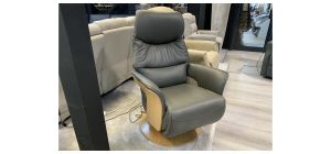 Grey Semi Aniline Electric Recliner Swivel Armchair With Wooden Base Ex-furniture Village Store Cancellation 50818