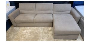 Amalfi Beige Fabric Rhf Sofa Bed With Storage Section Ex-Display Showroom Model 50824