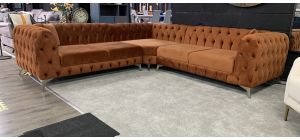 Sandringham Burnt Orange 2C2 Fabric Corner Sofa With Chrome Legs Ex-Display Showroom Model 50848