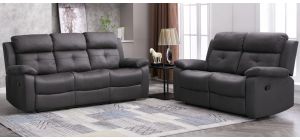 Robert 3 + 2 Grey Hard Wearing Fabric High Back Manual Recliner Sofa Set