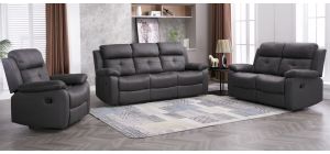 Robert 3 + 2 + 1 Grey Hard Wearing Fabric High Back Manual Recliner Sofa Set