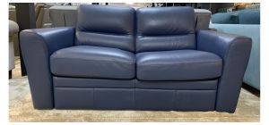 Amalfi Blue Regular Leather Sofa Ex-Display Showroom Model 50901