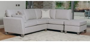 Trel Light Grey RHF Corner Sofa Breathable Linen Look Fabric With Solid Wooden Legs With A Limed Oak Finish