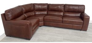 Lucca Brown Lhf Leather Corner Sofa Sisi Italia Semi-Aniline With Wooden Legs High Street Furniture Store Cancellation 51007