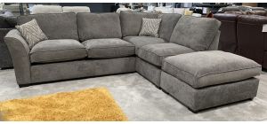 Kensington RHF Grey Fabric Corner With Zebra Grey Scatter Cushions And Wooden Legs - Also LHF And Other Colours Available