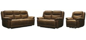 Tori 3 + 2 + 1 Electric Recliner Brown Fabric Sofa Set