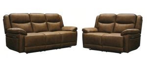 Tori 3 + 2 Electric Recliner Brown Fabric Sofa Set