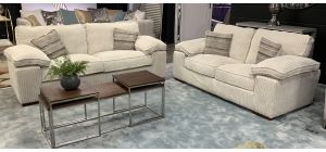 Dexter 3 + 2 Cream Jumbo Cord Fabric Sofa With Scatter Cushions Ex-Display Showroom Model 51098