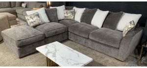 Fantasia Brown Lhf Corner Sofa With Scatter Back And Wooden Legs - To Order With 8 Week Lead Time
