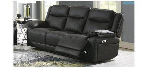 Tori 3 Seater Manual Recliner Charcoal Fabric Sofa