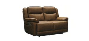 Tori 2 Seater Manual Recliner Brown Fabric Sofa