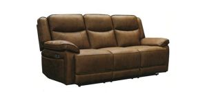 Tori 3 Seater Manual Recliner Brown Fabric Sofa