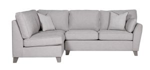 Cantrell LHF Light Grey Fabric Corner Sofa With Wooden Legs