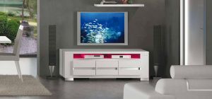 Elegance Diamond White Three Door TV Unit Assembled