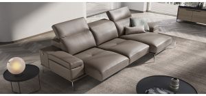 Oblige Newtrend Taupe Rhf Chaise Sofa With Sliding Seat Action And Chrome Legs - Other Colours And Combinations Available