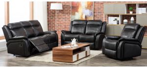 Hampshire Black Leathaire 3 + 1 + 1 Sofa Set Manual Recliner