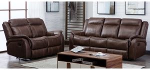 Hampshire Tan Leathaire 3 + 2 Sofa Set Manual Recliner